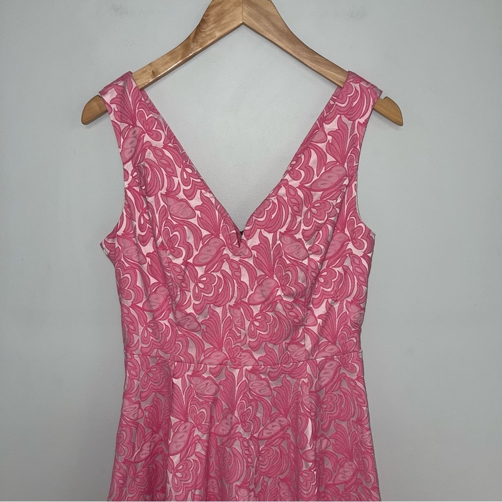 Maeve Anthropologie‎ Claribel Dress Women’s Size 4 Pink Jacquard Fit & Flare - Picture 6 of 16